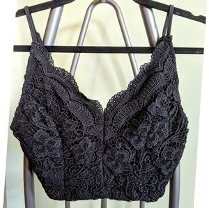 Paper Crane - Black Lace Crop Top
